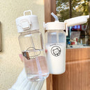 Axyaa Kawaii Cats Glass Water Bottle w/ Straw 500ml Cute Tumbler Gift BPA-Free