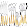 Axyaa 16-Piece Stainless Steel Gold Cutlery Set - Mirror Finish