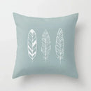 Axyaa White Feather Pillowcase Blue Polyester Cushion Cover for Home Decor