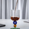 Axyaa Nordic Ripple Wine Glasses 370ml Creative Vintage Goblet Amber Ball Ring 12oz