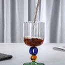 Axyaa Nordic Ripple Wine Glasses 370ml Creative Vintage Goblet Amber Ball Ring 12oz