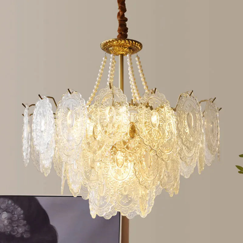 Axyaa Cream Style Crystal Chandelier for Living Room, Bedroom, Dining Room