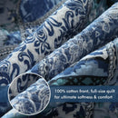 Axyaa Floragrid Blue Quilt Bedding Set: Lightweight & Reversible Comforter for All Season