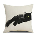 Axyaa Funny Cats Linen Pillow Cover 45x45cm - Farmhouse Decor & Office Throw Pillowcase