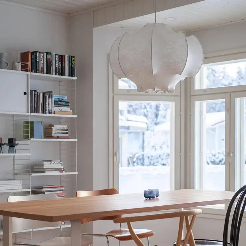 Axyaa Silk Ceiling Lamp: Japanese Wabi Sabi Chandelier for Loft Living Room & Bedroom