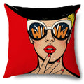 Axyaa Soft Plush POP Comic Portrait Cushion Cover - Home Decor Pillowcase