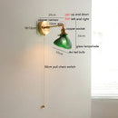 Axyaa Glass LED Wall Light Sconce Pull Chain Bedroom Lamp Applique Murale
