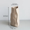 Axyaa Triangle Wrinkle Ceramic Vase for Desk Decoration and Floral Arrangement