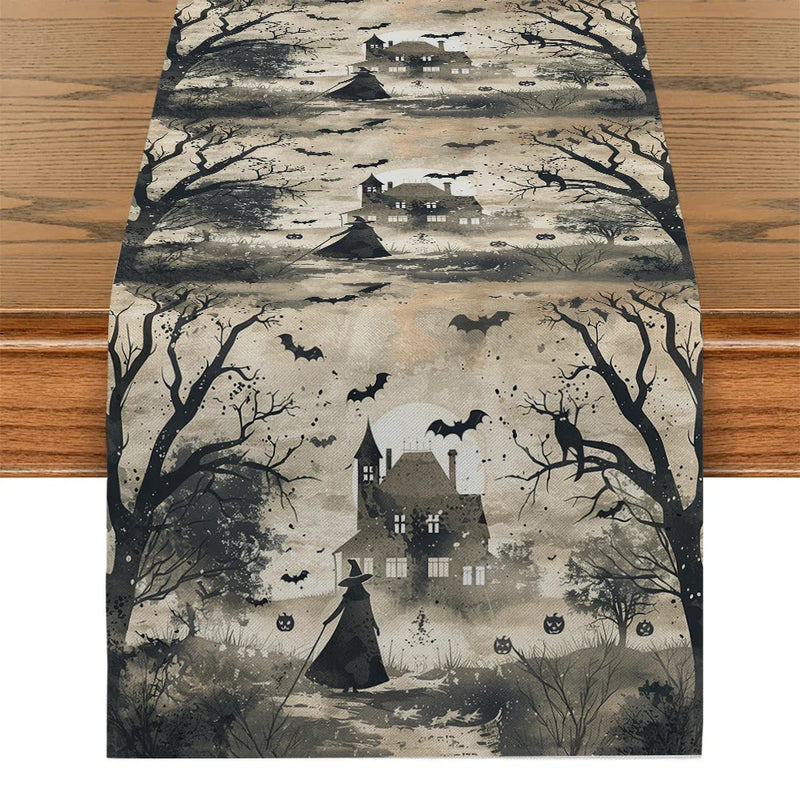 Axyaa Halloween Pumpkin Castle Table Runner