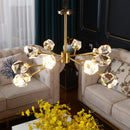Axyaa Nordic Copper Crystal Chandelier - Luxury LED Pendant Lights