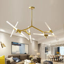 Axyaa Black Golden Herringbone LED Chandelier for Living Room