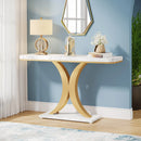 Axyaa Modern Gold Geometric Console Table, 40" Narrow Entryway Accent Table