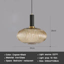 Axyaa Vintage Lantern Chandelier Striped Glass Pendant Lamp for Dining Room