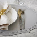 Axyaa Light Grey Faux Leather Oval Placemats for Stylish Table Decor