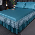 Axyaa Ice Silk Cool Bed Skirt Set - Solid Color, Summer Mat, Machine Washable