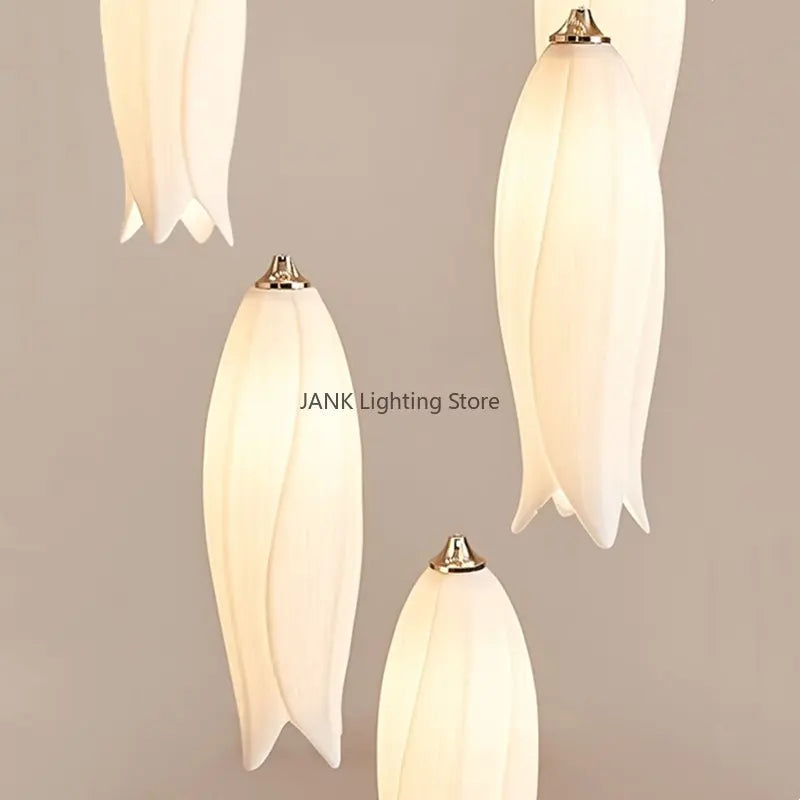 Axyaa Tulip Staircase Chandelier: Luxury Multi-heads LED Hanging Lamp for Exquisite Spaces