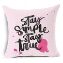 Axyaa Letter Print Pillow Case 45x45 cm Linen Cushion Cover for Home Decor