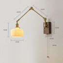 Axyaa Copper Swing LED Wall Light with Pull Chain Switch, Wide Rotation, Walnut Canopy