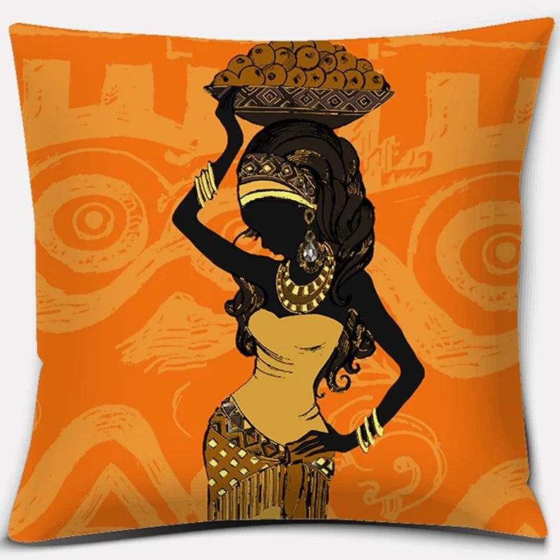 Ethnic African Women Pillowcase by Axyaa | Polyester Cushion Cover for Car & Sofa