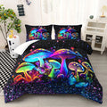 Axyaa Mushroom Sparkle Comforter Set - Colorful Botanical Fungus Duvet Set