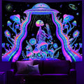 Axyaa Psychedelic UV Wall Tapestry: Skull Mushroom Witchcraft Art - Beautiful Decor