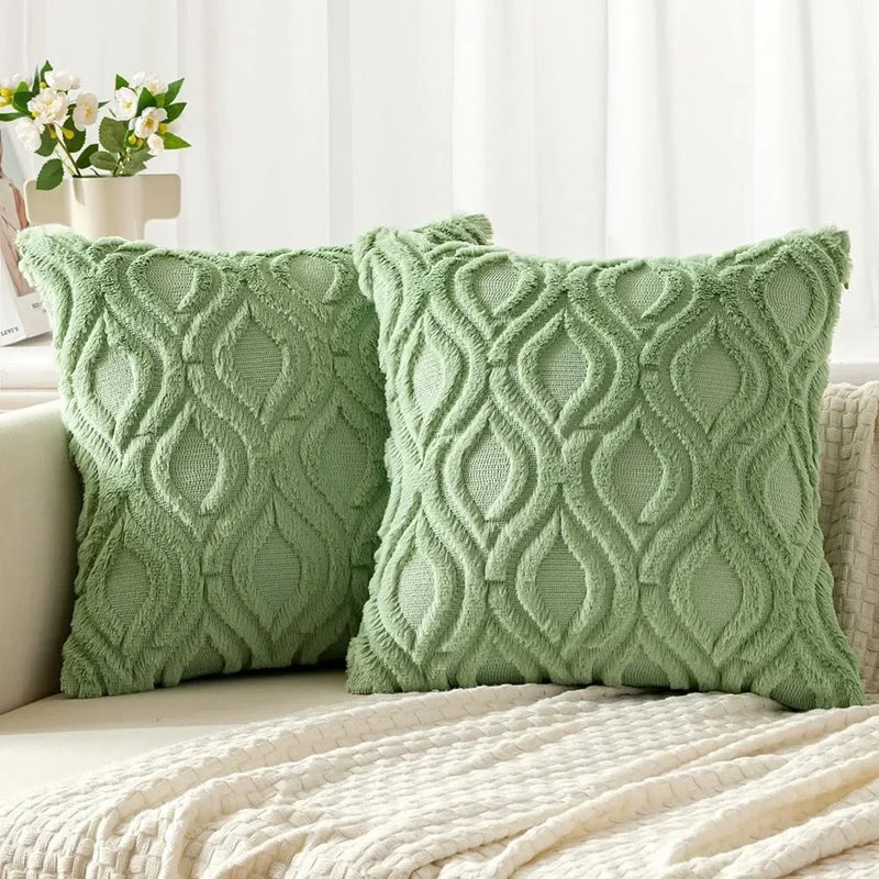 Axyaa Soft Plush Faux Wool Yellow Pillow Covers for Sofa Living Room