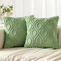 Axyaa Ivory White Plush Faux Wool Throw Pillow Covers, 45x45CM Boho Style