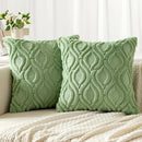 Axyaa Ivory White Plush Faux Wool Throw Pillow Covers, 45x45CM Boho Style
