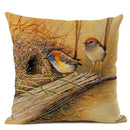 Axyaa Elegant Floral Bird Pattern Linen Cushion Cover 45x45cm for Living Room Sofa