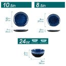 Axyaa Blue Stoneware Dinner Set for 4/8: Dinner Plates & Bowls, Kiln Change Design