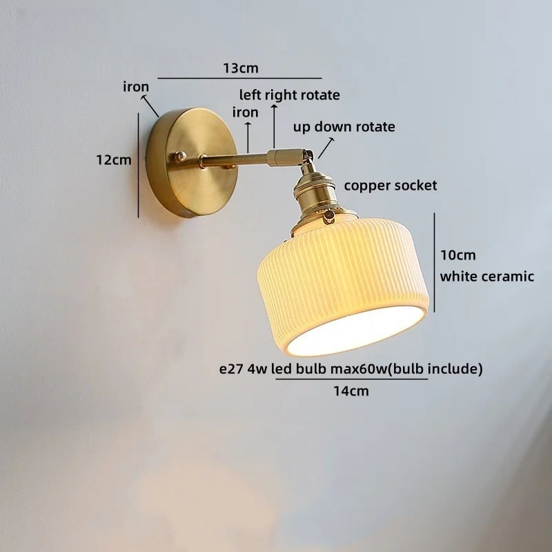 Axyaa White Glass LED Wall Lamps - Modern Nordic Interior, Up Down Rotate Lighting