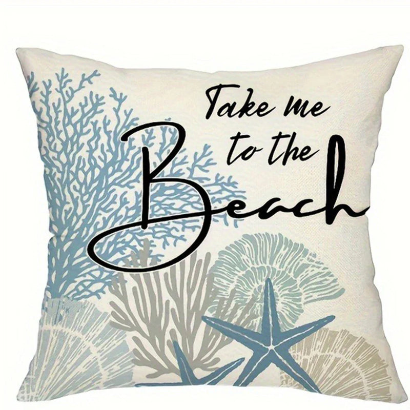Axyaa Coral Starfish Print Pillowcase for Home Decoration