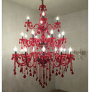 Axyaa 5-Layer 42-Arm Large Red Crystal Chandelier for Stair, Restaurant, Hotel & Villa
