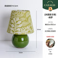 Axyaa Emerald Green Crystal Ceramic Table Lamp with LED Light & Patterned Fabric