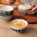 Axya Ceramic Rice Bowl Set - Family Dinner Soup Gift Box, Retro Design