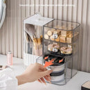 Axyaa Auto Lift Makeup Organizer: Dustproof Cosmetic Storage for Brushes, Lipsticks, Eyeshadow