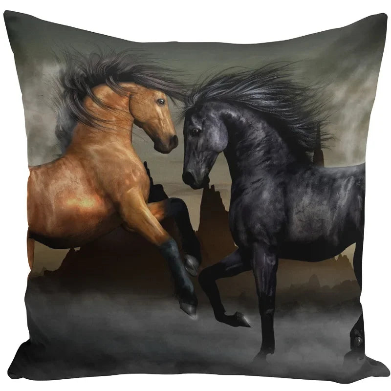 Animal Horse Printed Cushion Cover by Axyaa - Sofa Decor Pillowcase