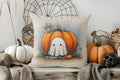 Axyaa Halloween Ghost & Pumpkin Pattern Cushion Cover for Sofa, Bedroom, Car