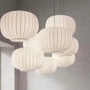 Axyaa Retro White Silk Pendant Light: French Nordic E27 Chandelier
