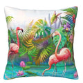 Axyaa Flamingo & Tropical Floral Pillow Cover Pattern for Sofa, Bedroom, Car
