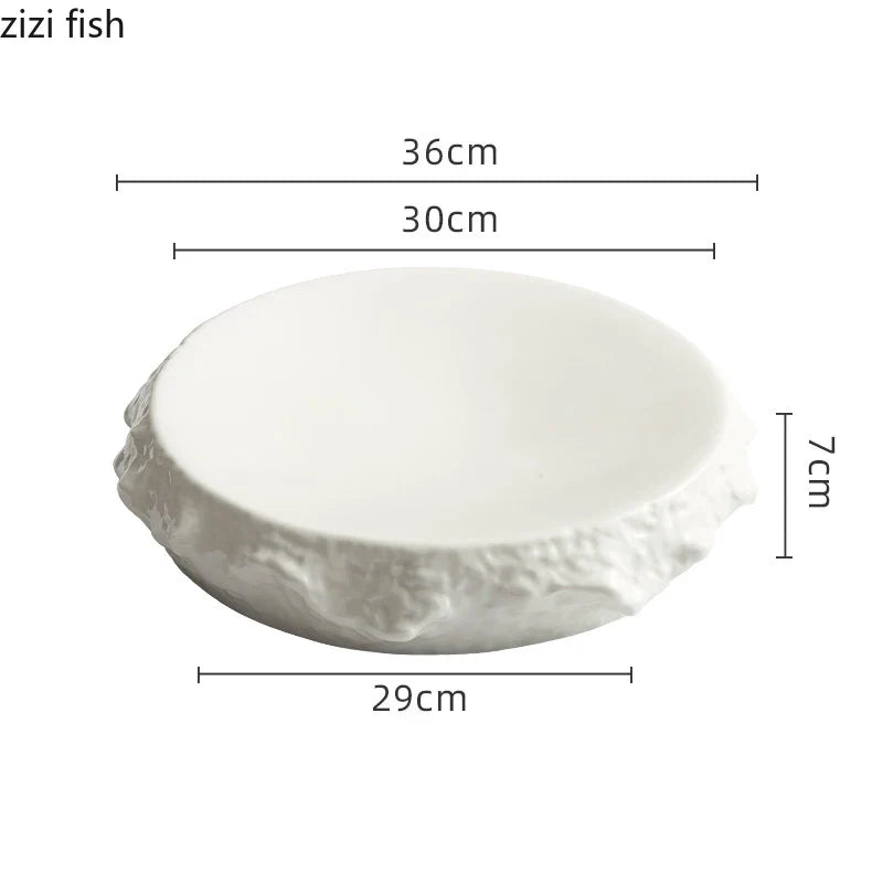 Axya Ceramic Steak Plate Sushi Dish Solid Color Tableware Snack Desserts Dish