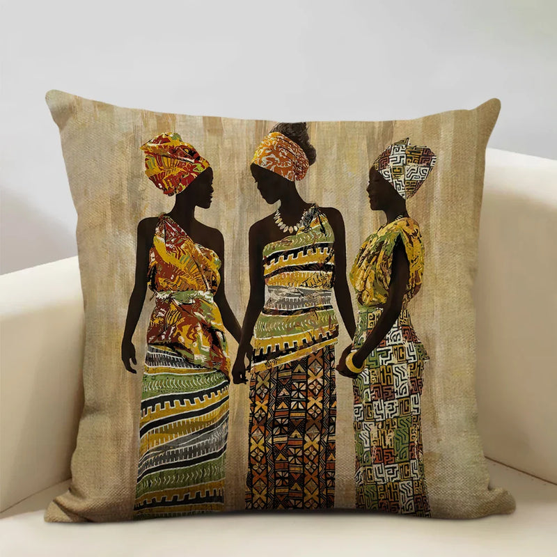 Axyaa African National Style Oil Painting Cushion Cover for Living Room Sofa Art