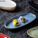 Axyaa Retro Oval Ceramic Sushi Plate Set | Restaurant Tableware for Molecular Cuisine