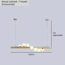 Axyaa Nordic Wood Grain Chandelier: Modern LED Decorative Lighting for Living Room and Dining Area