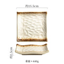 Axyaa Hammer Pattern Ceramic Sushi Dessert Snack Plates for Molecular Cuisine