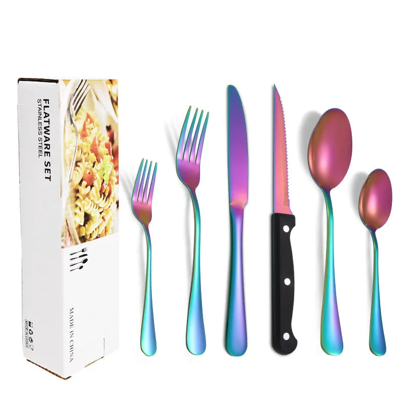 Axyaa 1010 Stainless Steel Tableware Set with Steak Knife and Dessert Spoon