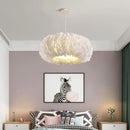 Axyaa Feather Chandelier for Living Room Bedroom Study - Modern LED Ceiling Lighting