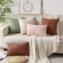 Axyaa Grey Patchwork Striped Corduroy Throw Pillow Cover