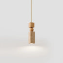 Axyaa Yellow Cave Stone Wood Pendant Light - Japanese Wabi Sabi Style - Retro Creative Design