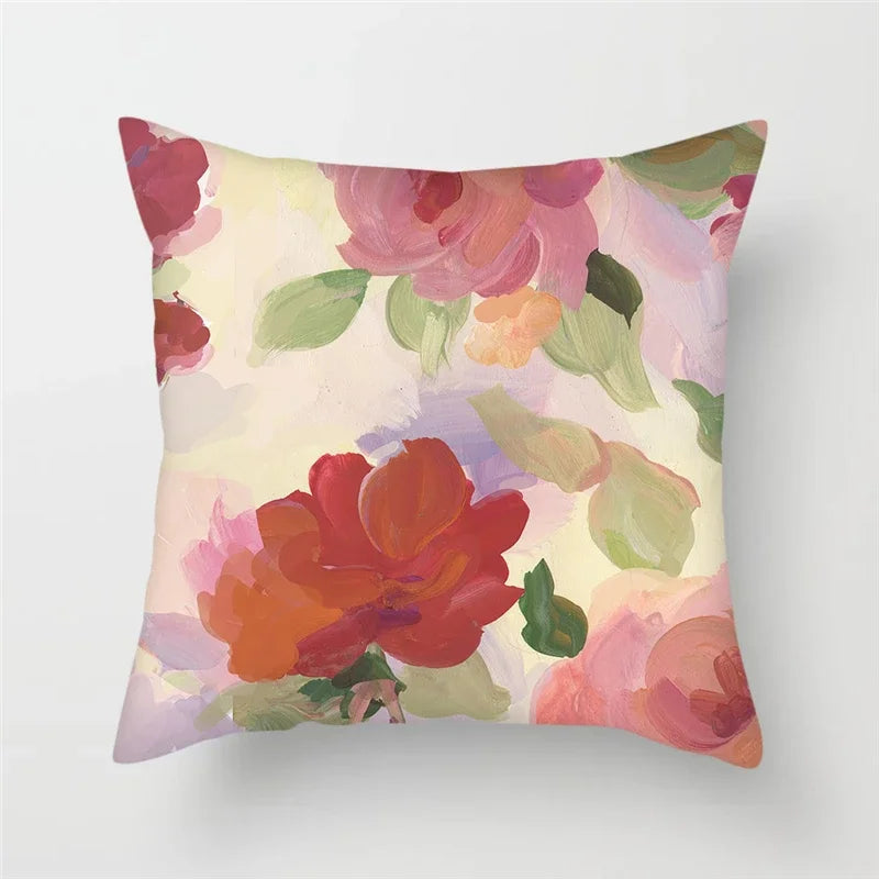 Axyaa Pink Floral Polyester Throw Pillow Cover 45X45cm